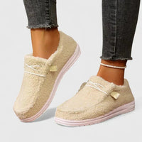 Bernadette | Women's Flat Textured Slip-On Loafers in Beige