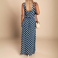 Berthe | Women's Sleeveless Maxi Polka Dot Print Dress