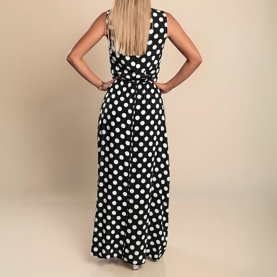 Berthe | Women's Sleeveless Maxi Polka Dot Print Dress