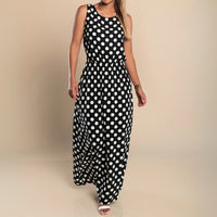 Berthe | Women's Sleeveless Maxi Polka Dot Print Dress