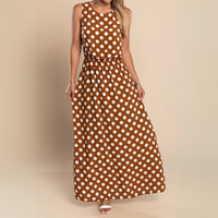 Berthe | Women's Sleeveless Maxi Polka Dot Print Dress
