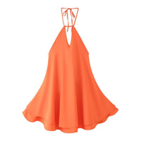 Berthild | Women's V-Neck Dress – Casual Dress in Orange