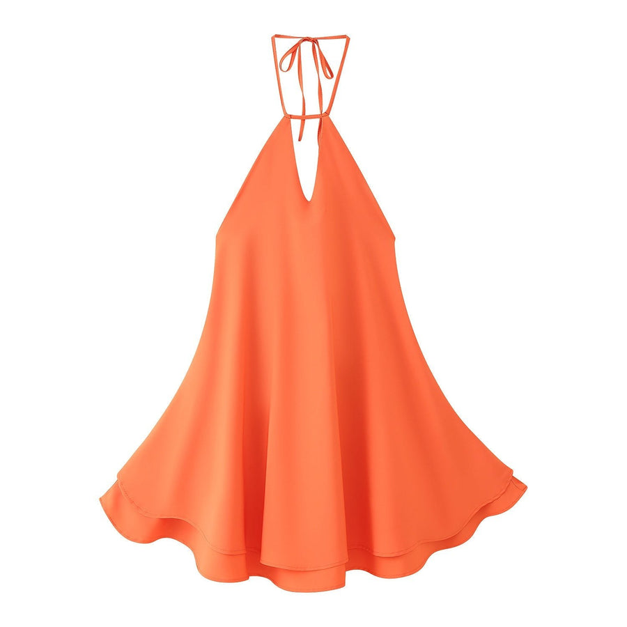 Berthild | Women's V-Neck Dress – Casual Dress in Orange