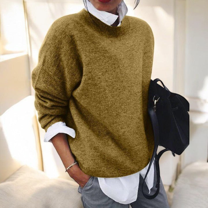 Bertille | Women's Single Tone Appearance Sweater in Khaki