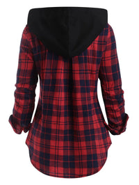 Bertrande | Women's Pockets Hooded Jacket in Red