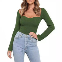 Bessie | Women's Knit Elegant Blouse in Khaki