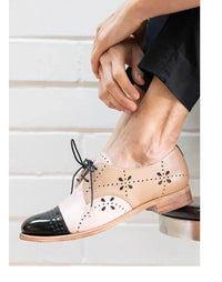Bessie | Women's Lace Up Closed Toe Loafers in Khaki
