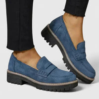 Beth | Women's Lug Sole Closed Toe Loafers in Blue