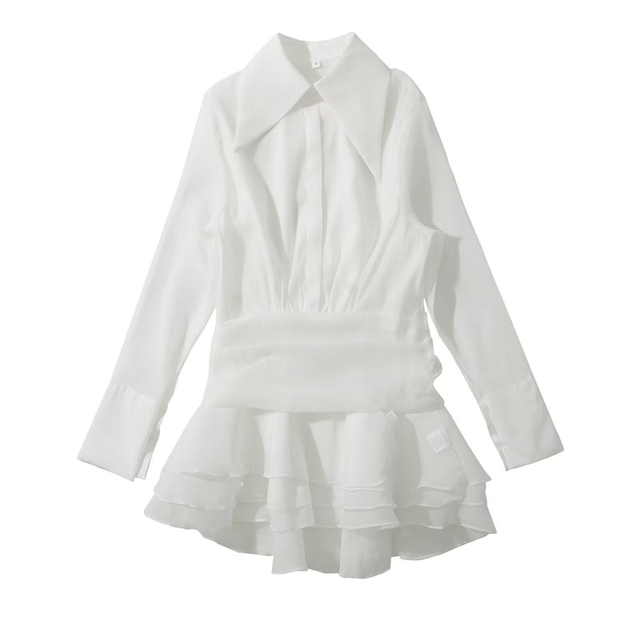 Betony | Women's Ruffle Elegant Dress in White