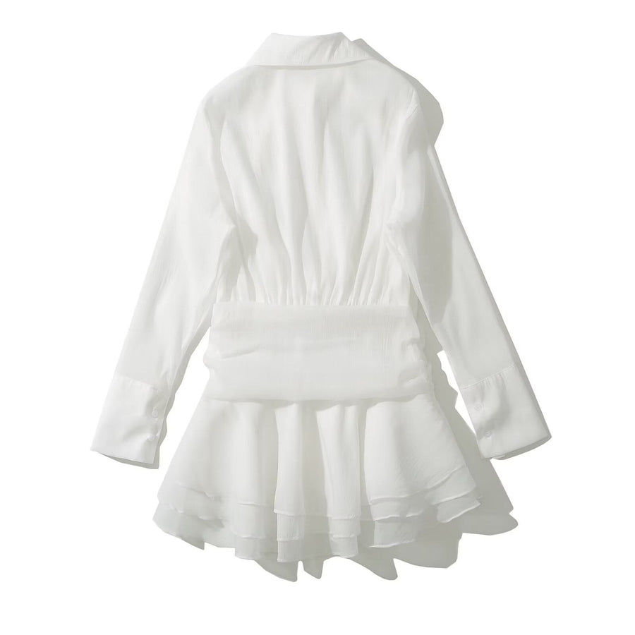 Betony | Women's Ruffle Elegant Dress in White