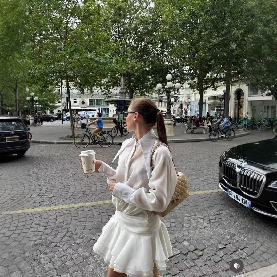 Betony | Women's Ruffle Elegant Dress in White