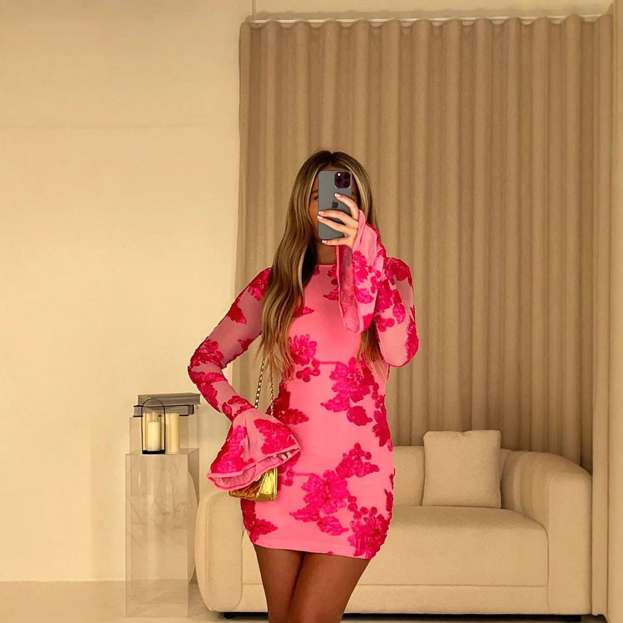 Bianca | Women's Sheer Floral Dress in Multicolor