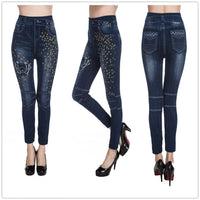 Bianca | Women's High Waist Floral Elegant Leggings in Blue
