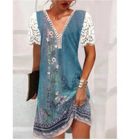 Bibiana | Women's Lightweight Lace Floral Summer Dress in Blue