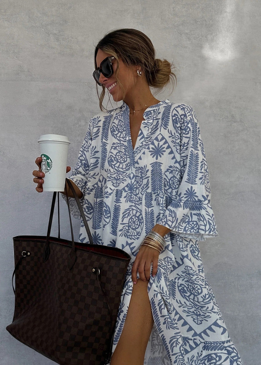 Bibiana | Women's Floral Dress in Light Blue