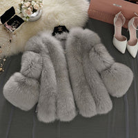 Bienvenida | Women's Faux Fur Coat in Gray