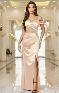 Blair | Women's Asymmetric Slit Elegant Maxi Dress in Apricot