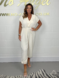 Blair | Women's V-Neck Elegant Chic Jumpsuit in White