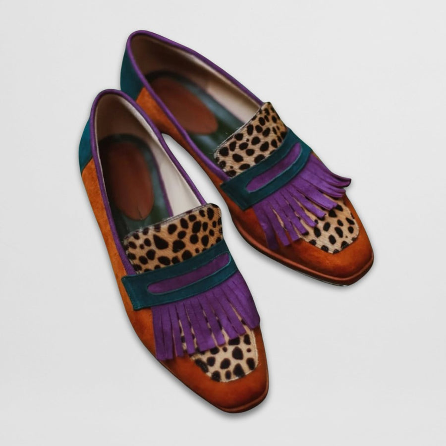 Blanche | Women's Patterned Fringe Detail Loafers