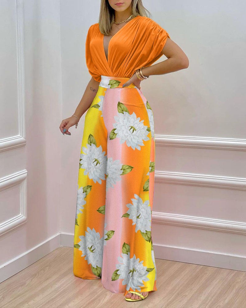 Blanche | Women's Floral Blouse in Orange