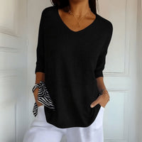 Blodeuwedd | Women's V-Neck Loose Silhouette Sweater in Black