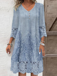 Blodeuwedd | Women's Lace Summer Dress in Blue