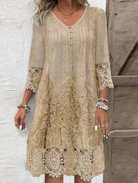 Blodeuwedd | Women's Lace Summer Dress in Khaki