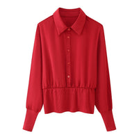 Bluebell | Women's Elastic Waist Button Detail Elegant Blouse Top in Kleid