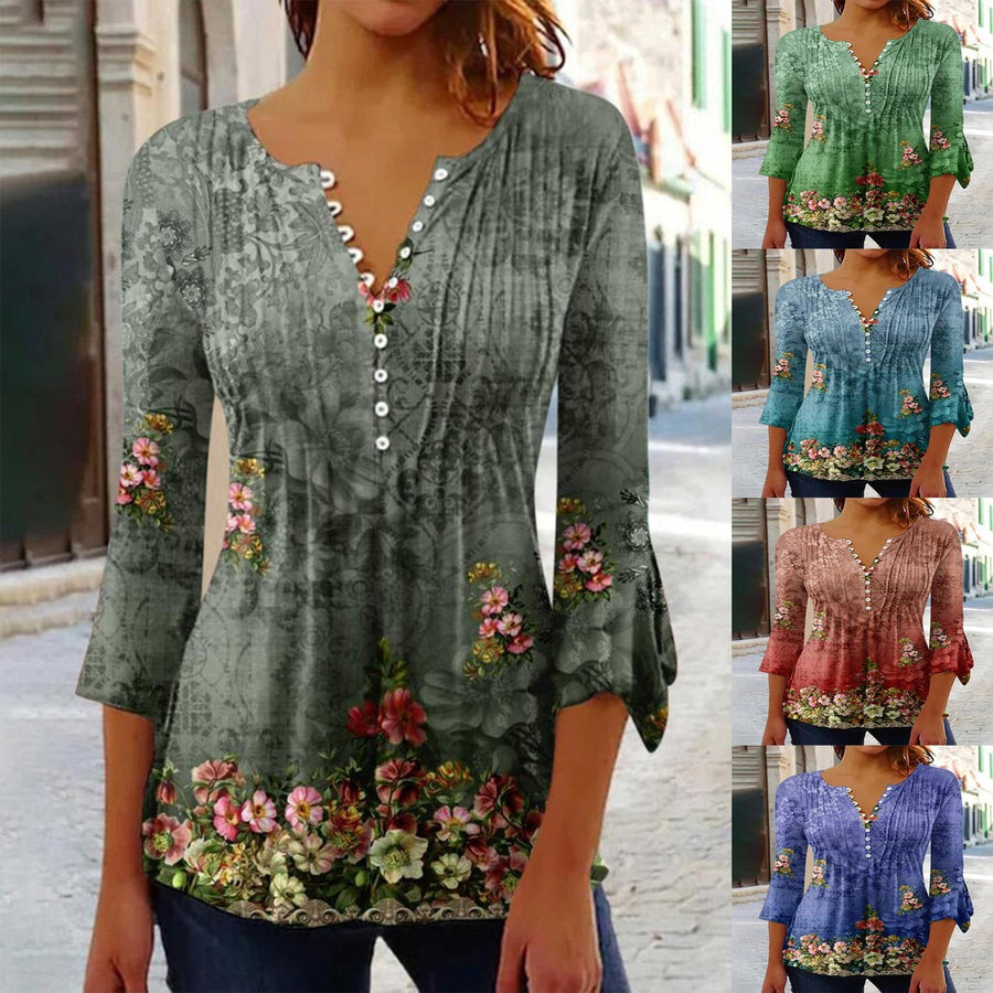 Bonnie | Women's Long Sleeve Floral Elegant Blouse