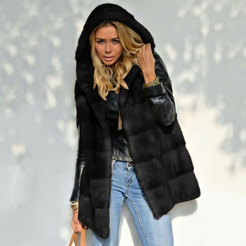 Bragina | Women's Hooded Fleece Vest – Fleece Jacket in Black