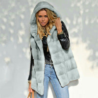 Bragina | Women's Hooded Fleece Vest – Fleece Jacket in Gray