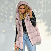 Bragina | Women's Hooded Fleece Vest – Fleece Jacket in Pink