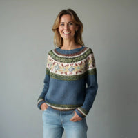 Branwen | Women's Wide Neckline and Patterned Sweater