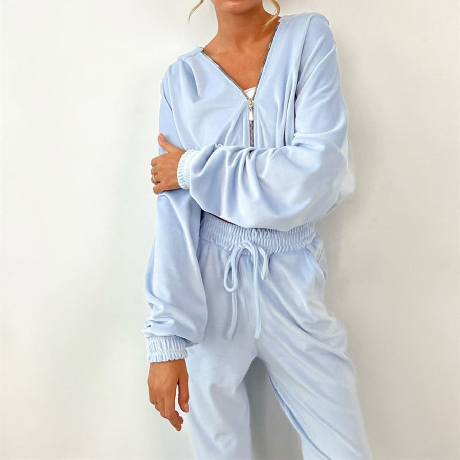 Branwen | Women's Elastic Waist Hooded Two-Piece Set