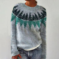 Branwen | Women's Wide Neckline and Patterned Sweater in Blue A