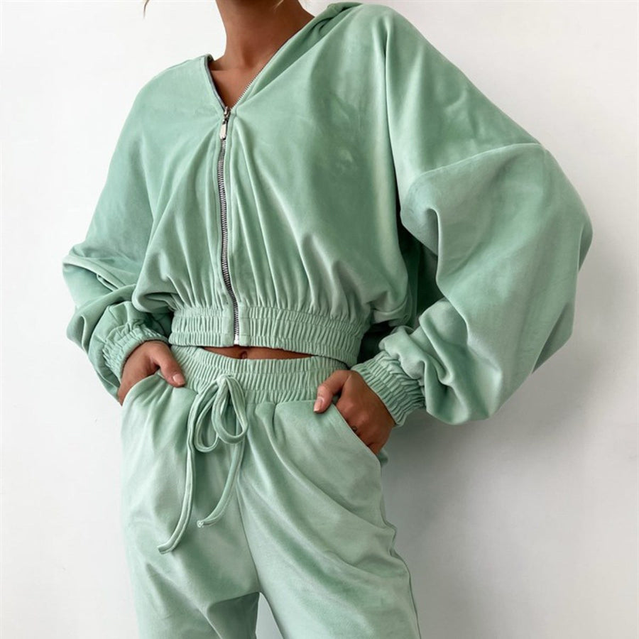 Branwen | Women's Elastic Waist Hooded Two-Piece Set