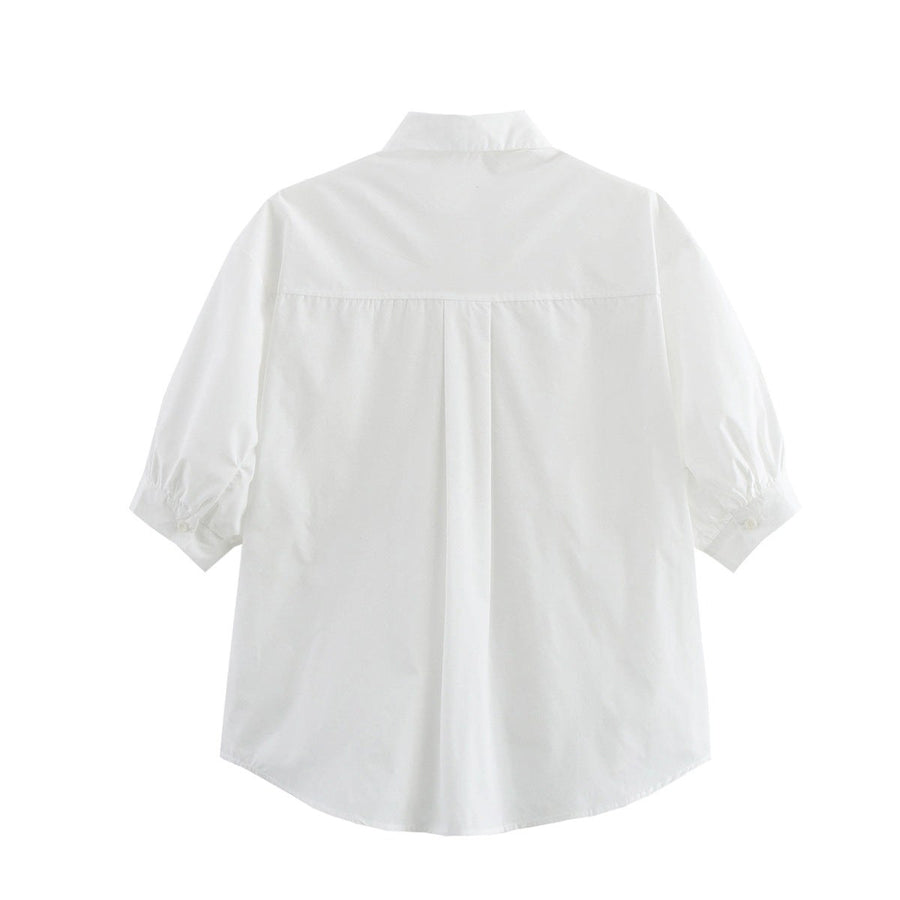 Brenna | Women's Pockets Casual Blouse Top in White