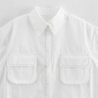 Brenna | Women's Pockets Casual Blouse Top in White