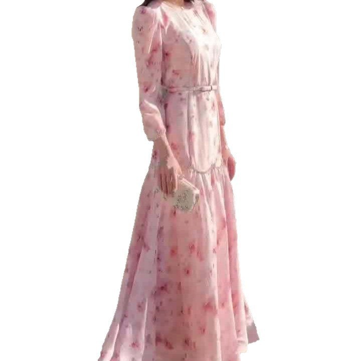 Brenna | Women's Lace Floral Elegant Maxi Dress in Pink