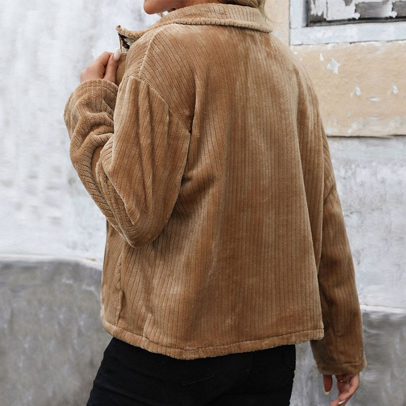 Brianne | Women's Fleece Jacket in Dark Khaki