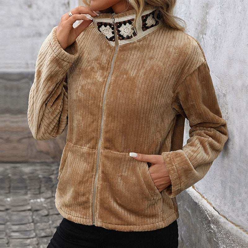 Brianne | Women's Fleece Jacket in Dark Khaki