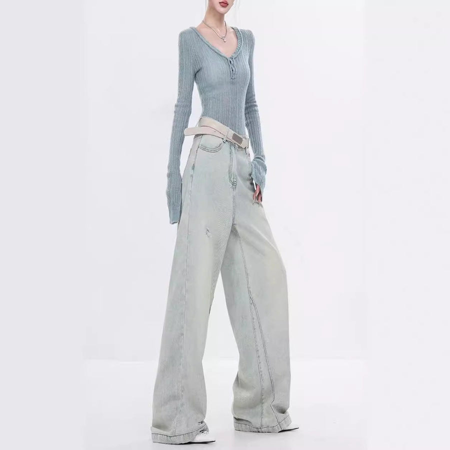 Briar | Women's High Waist Elegant Fashionable Jeans in Light Blue