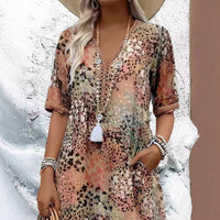 Bridget | Women's V-Neck Elegant Maxi Dress in Khaki