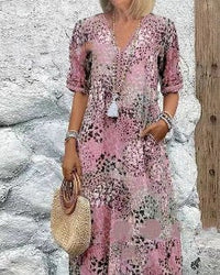 Bridget | Women's V-Neck Elegant Maxi Dress in Pink