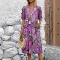 Bridget | Women's V-Neck Elegant Maxi Dress in Purple