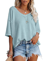 Brielle | Women's Textured Oversized Casual Top in Light Blue