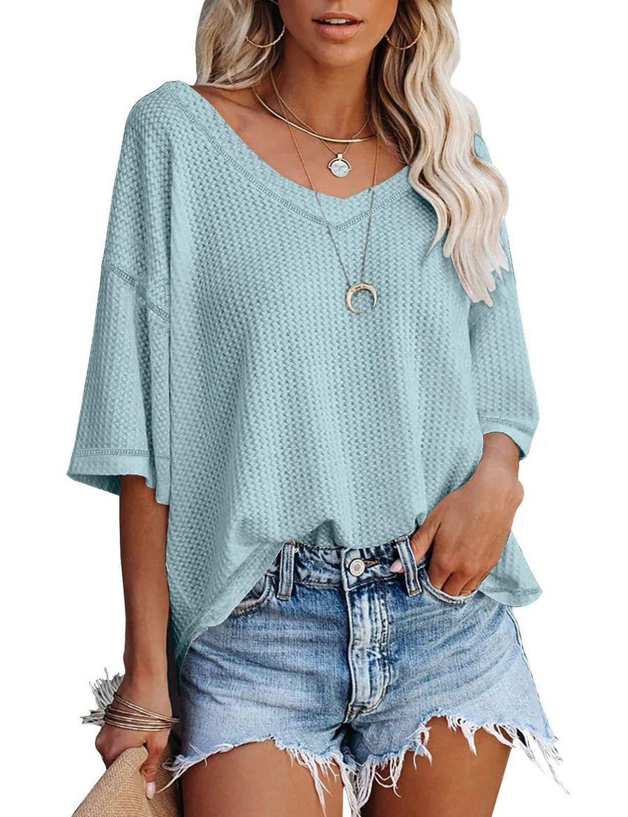 Brielle | Women's Textured Oversized Casual Top in Light Blue
