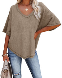 Brielle | Women's Textured Oversized Casual Top in Moka