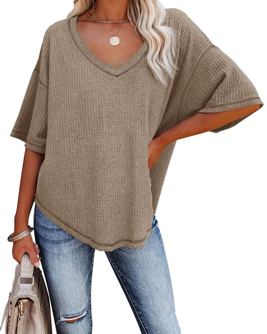 Brielle | Women's Textured Oversized Casual Top in Moka