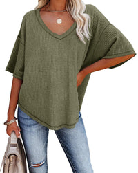 Brielle | Women's Textured Oversized Casual Top in Olive